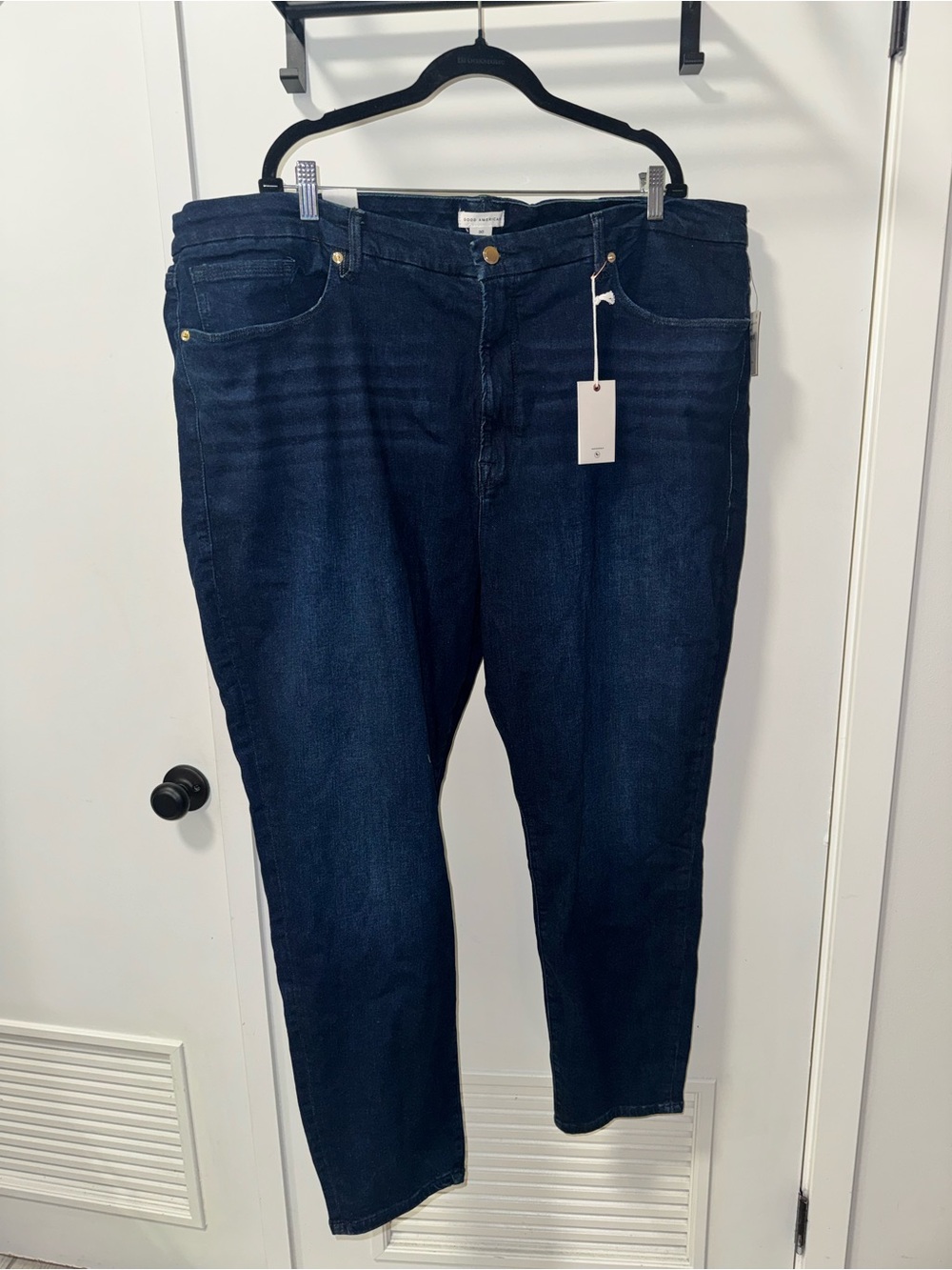 Good American Good Legs Dark Indigo Straight Leg Jeans size 30